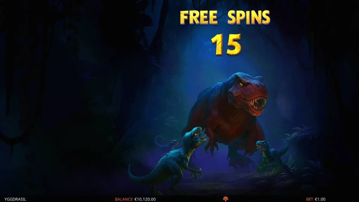 Tampilan visual slot Raptor 2 DoubleMax dengan tema hutan prasejarah dan dinosaurus.